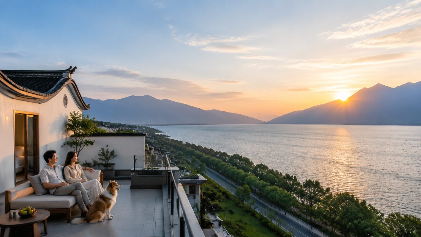 携宠住进洱海落日